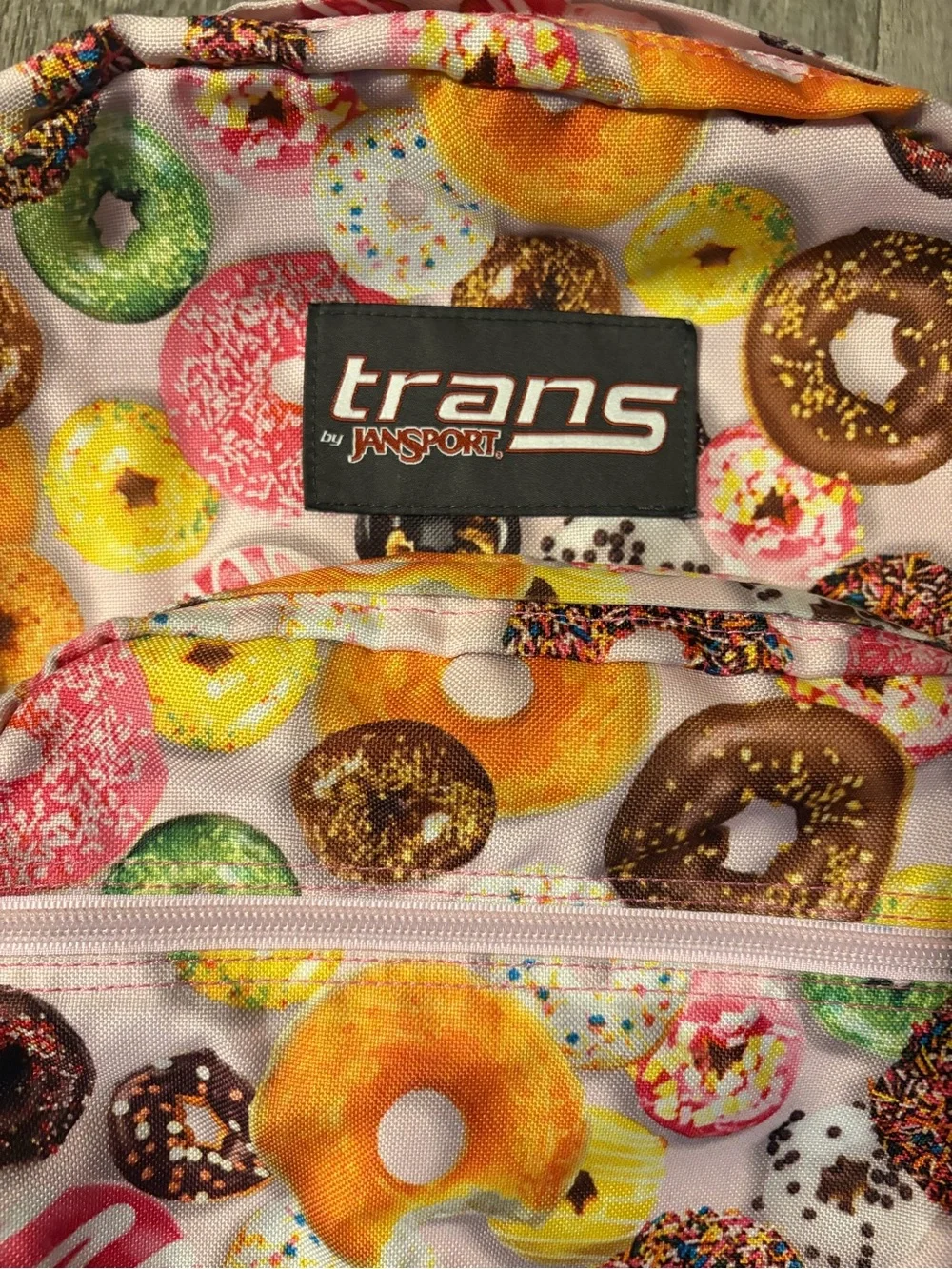 JanSport Trans Donut Print Backpack Pink Kawaii School Book Bag Sprinkle Dounut